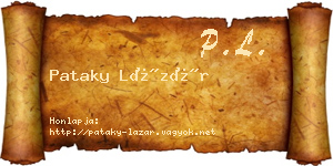 Pataky Lázár névjegykártya